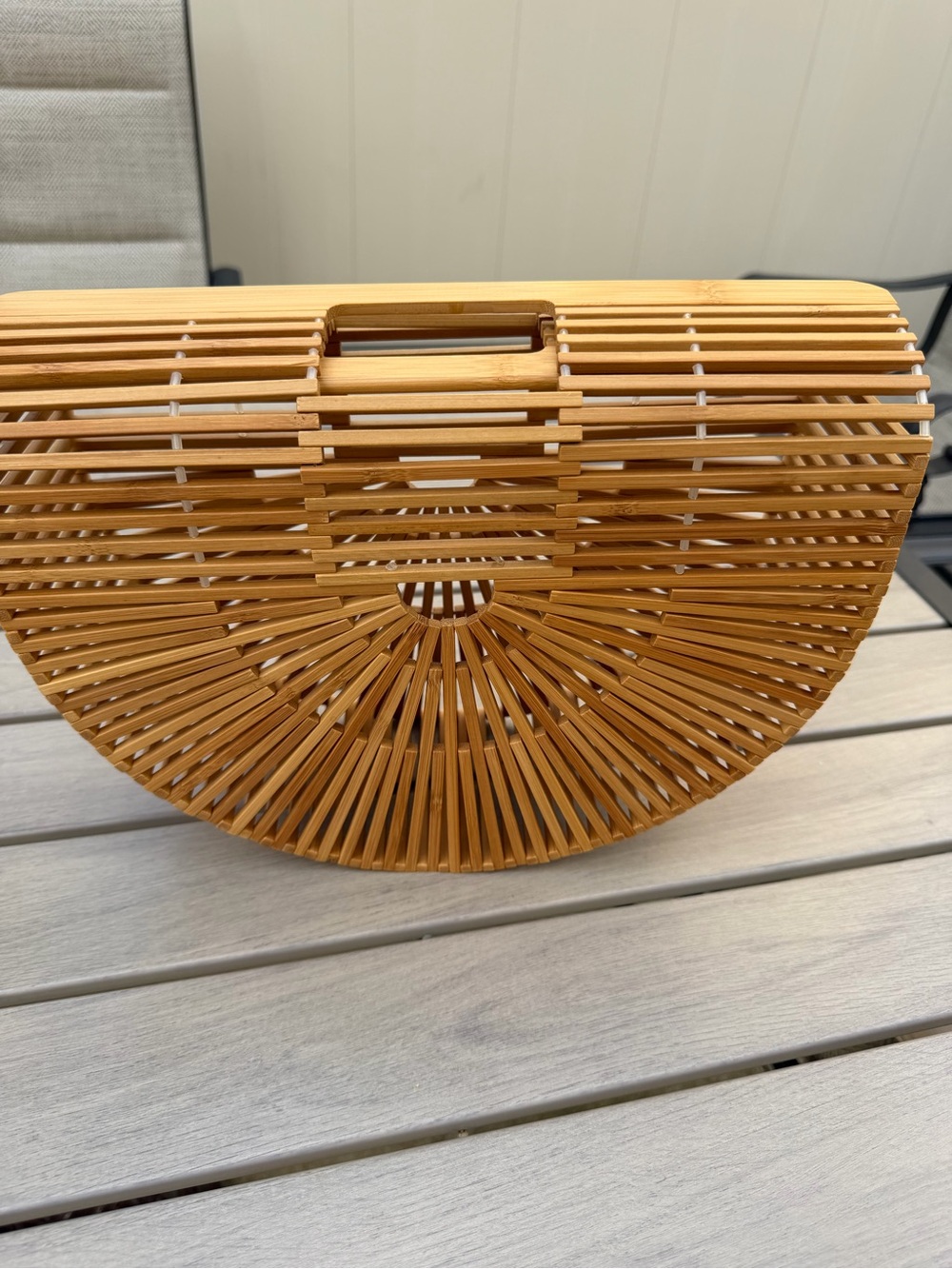 Bamboo Half-Moon Handbag - Natural Tan